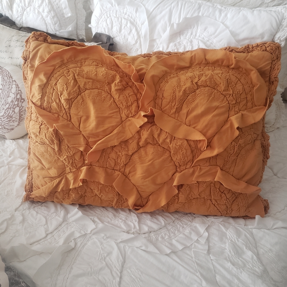 {anthropologie} Rivulets Mustard Standard Sham